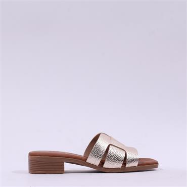 Oh My Sandals Low Heel Mule Slider - Gold